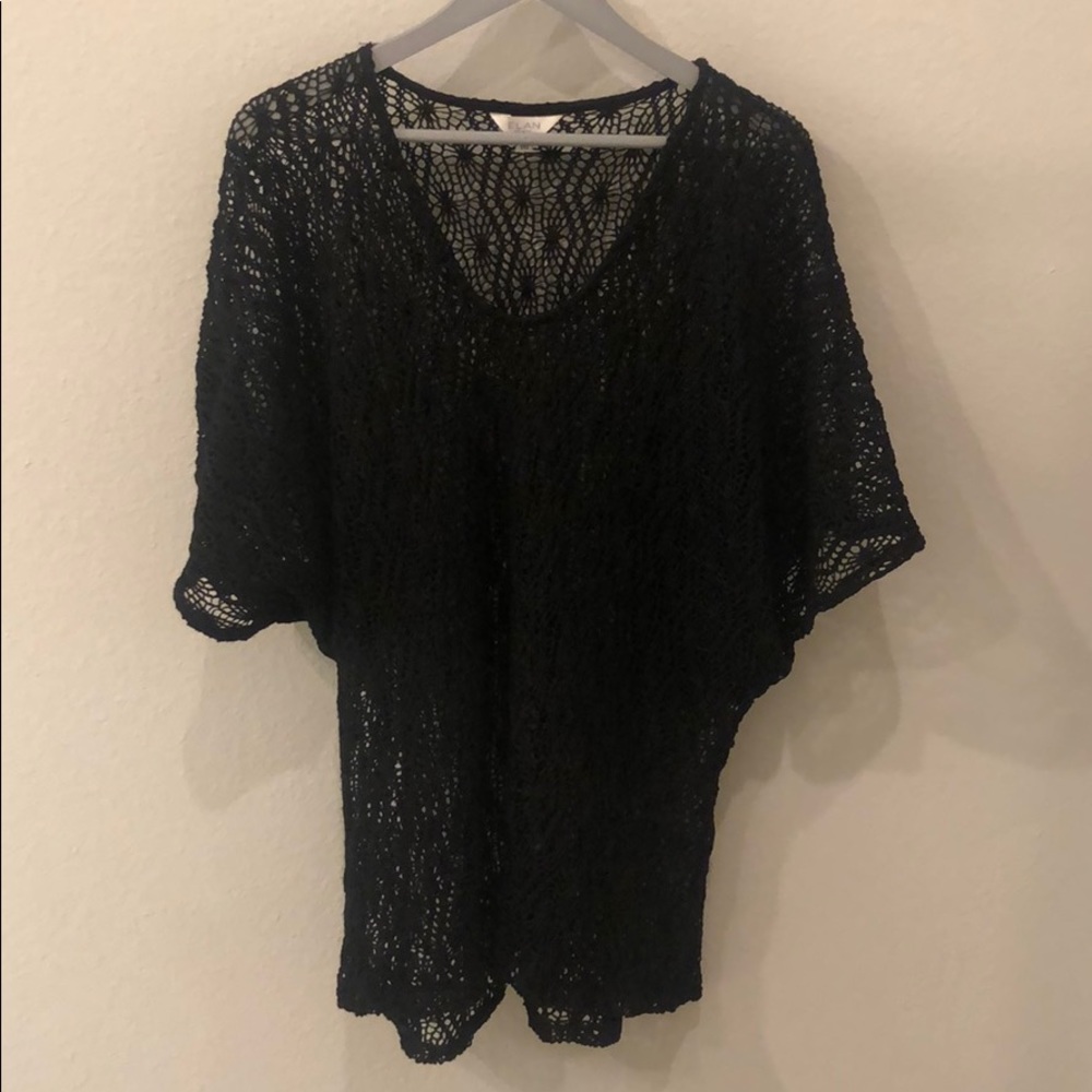 Elan Beach Crotchet Cover Up - Black